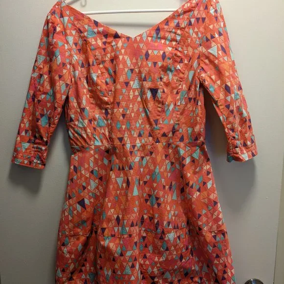 Cute pink multicolor vintage inspired H&M mini dress SZ 10/EUR 40 - Picture 3 of 3